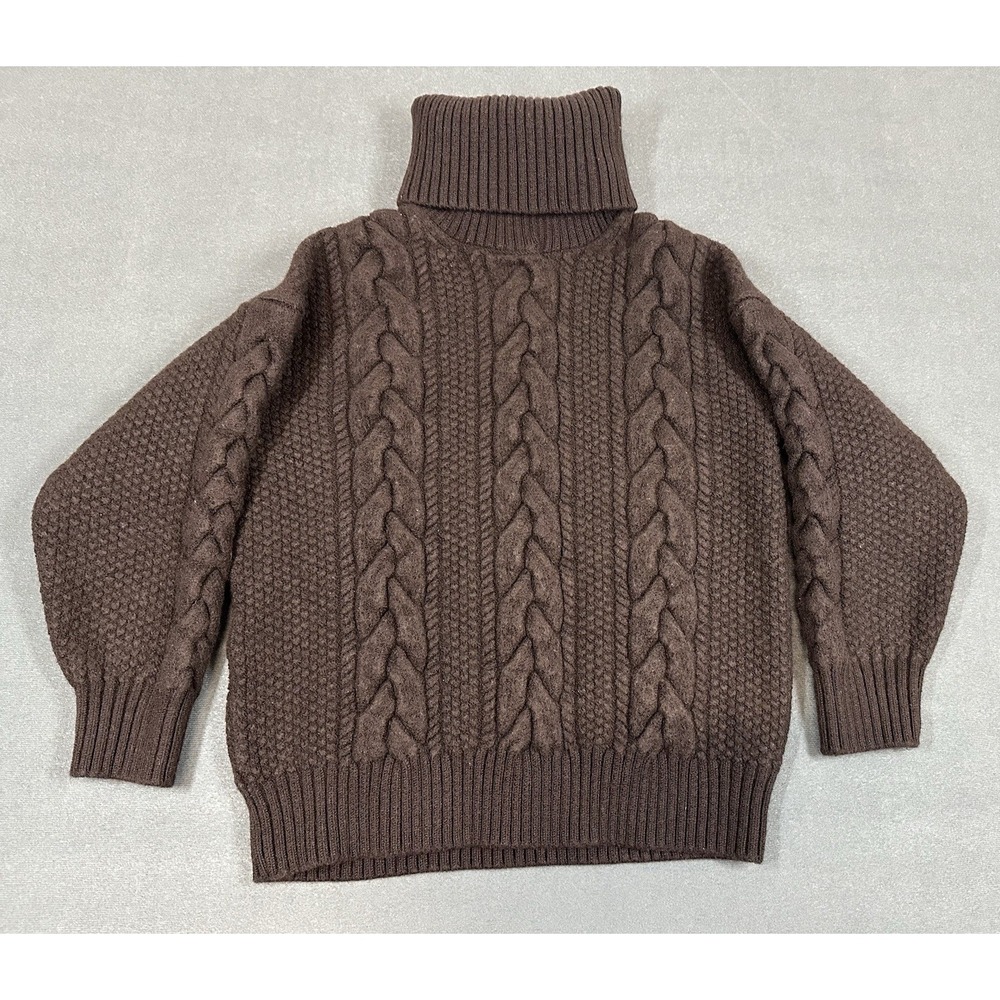 Aritzia Heritage Knit 100% Merino Wool Turtleneck Womens Small Sweater Brown